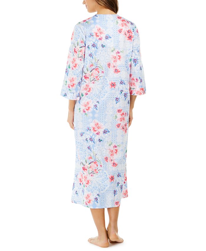 Miss Elaine Cotton Printed Sateen Long Zipper Robe Macy's