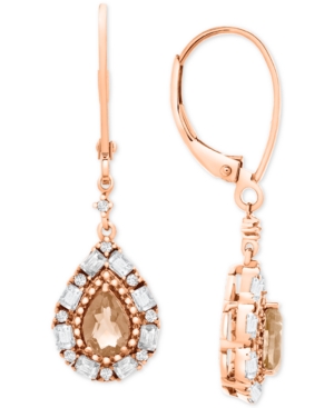 image of Morganite (3/4 ct. t.w.) & White Topaz (3/8 ct. t.w.) Drop Earrings in Rose Gold-Plated Sterling Silver