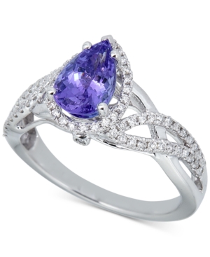 image of Tanzanite (1-1/2 ct. t.w.) & Diamond (1/3 ct. t.w.) Statement Ring in 14k White Gold