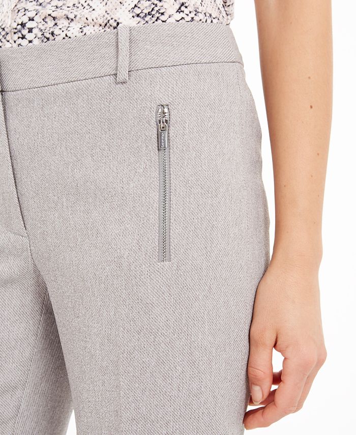 Calvin Klein Petite Zipper-Pocket Cropped Twill Pants - Macy's