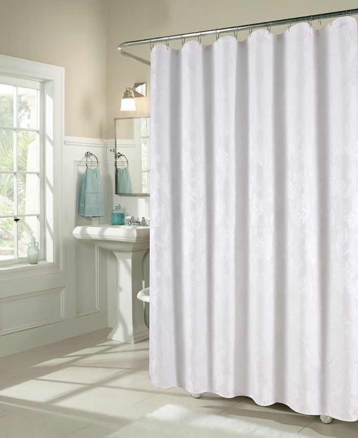 Ellen Tracy - Floral Matelasse Fabric Shower Curtain