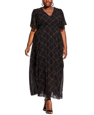 CITY CHIC - Trendy Plus Size Scratch Check Maxi Dress
