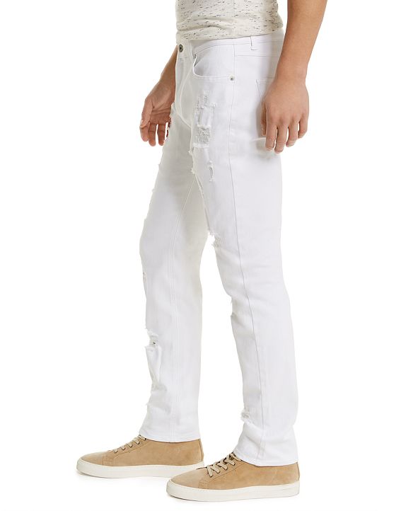 Sun + Stone Men's Ripped White Jeans with Recycled Repreve, Created for ...