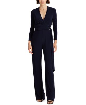 lauren ralph lauren belted jersey jumpsuit