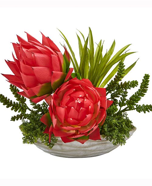 Nearly Natural 16in Succulent And Floral Artificial Arrangement