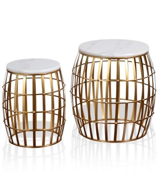 StyleCraft Home Collection - Gold Cage 2pc Nesting Table