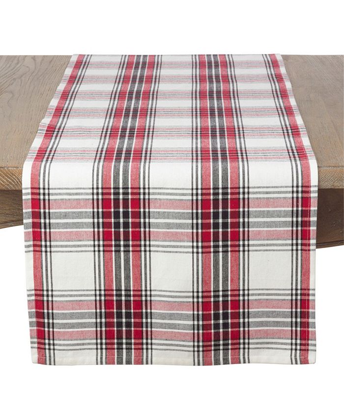 Saro Lifestyle Classic Plaid Pattern Cotton Table Runner - Macy's