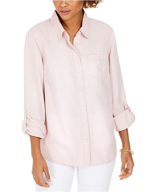 Style Co Petite Cuffed Sleeve Blouse Created For Macy S