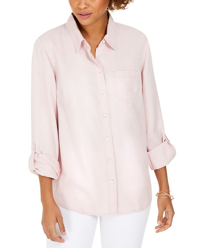Style & Co Petite Cuffed-Sleeve Blouse, Created for Macy's - Macy's