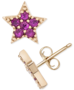 image of Certified Ruby Star Stud Earrings (1/4 ct. t.w.) in 14k Gold