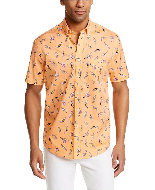 Club Room Men S Tropical Bird Print Shirt Created For Macy S Reviews Casual Button Down Shirts Men Macy S