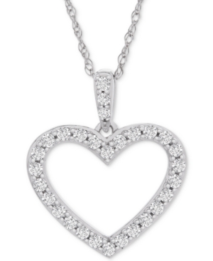 image of Diamond Heart Pendant Necklace (1/2 ct. t.w.) in 14k White Gold, 18
