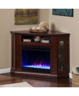 Stonington Color Changing Corner Convertible Electric Fireplace with Storage