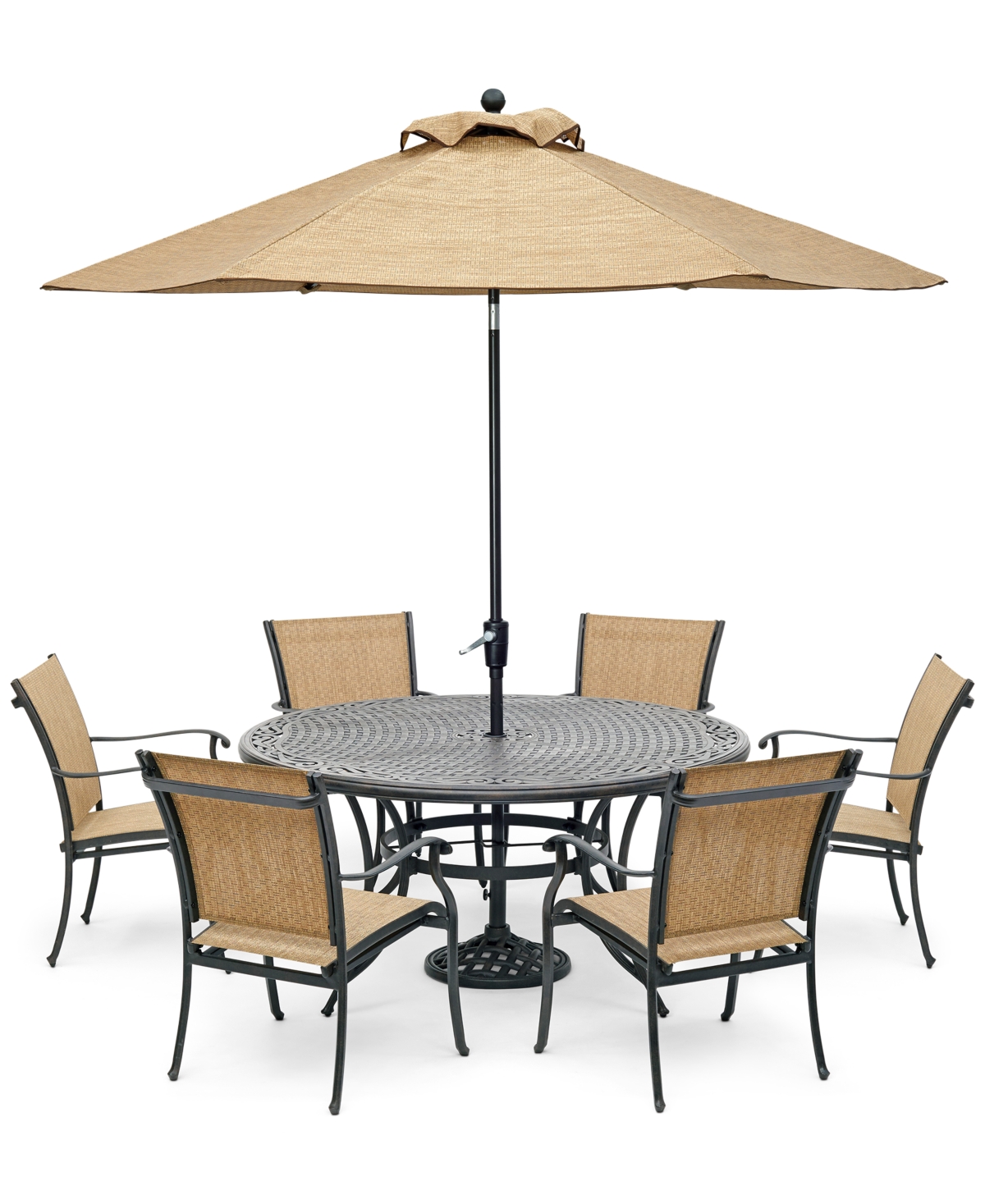 Beachmont Ii Outdoor 7-Pc. Dining Set (60 Round Table and 6 Dining Chairs), Created for Macys