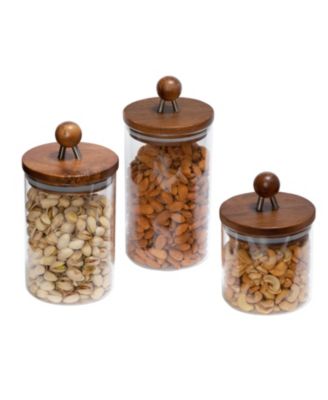 Set of 3 Glass Kitchen Canisters Rustic Canisters Set French Country Kitchen  Storage Large Paint Glass Jar Storage Jars Coffee Canisters Set 