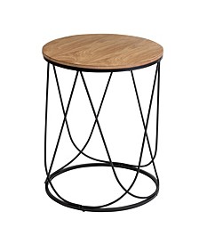Round Side Table With Natural Top