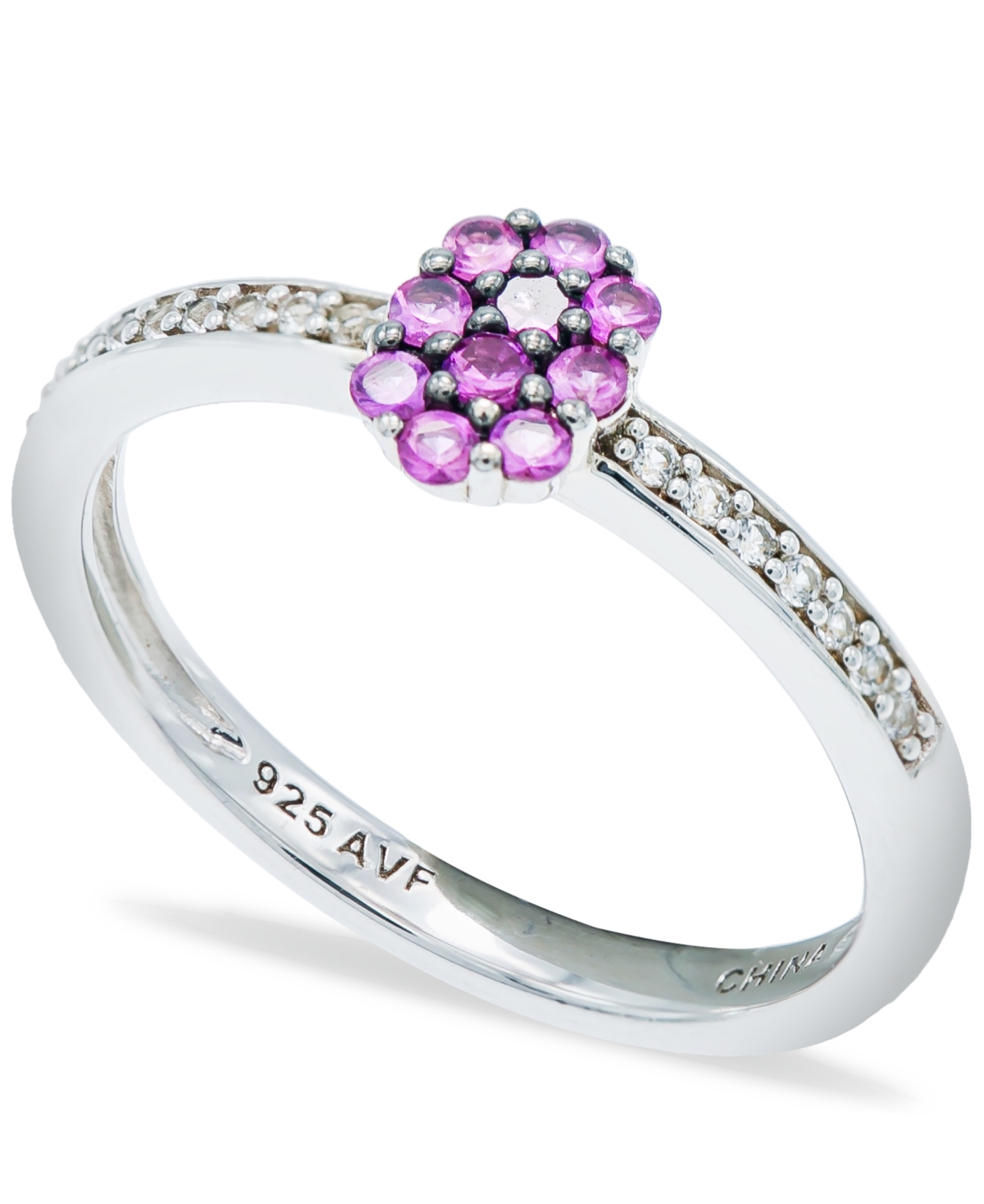 Macy s Pink Sapphire 1 3 ct. t.w. Diamond 1 20 ct. t.w. Stackable Ring in Sterling Silver Pink Sapphire Smart Closet