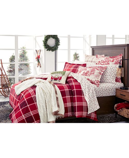 Martha Stewart Collection Ticking Plaid Flannel Full Queen Duvet
