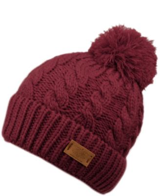 Cable Pom Beanie with Sherpa Lining