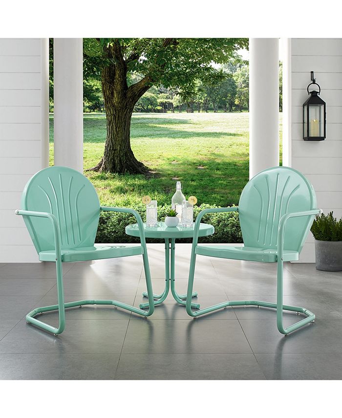 Crosley Griffith 3 Piece Metal Outdoor Conversation Seating Set Two Chairs With Side Table