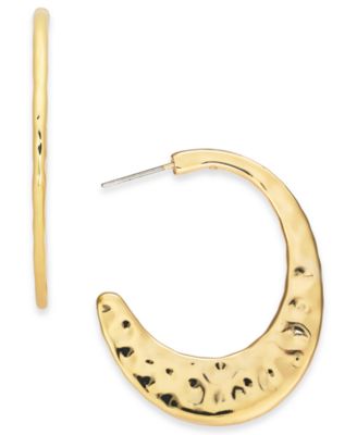 Style & Co - Medium Hammered Open Hoop Earrings, 1.5"