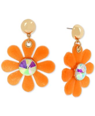 Betsey Johnson - Gold-Tone Crystal Jelly Flower Drop Earrings