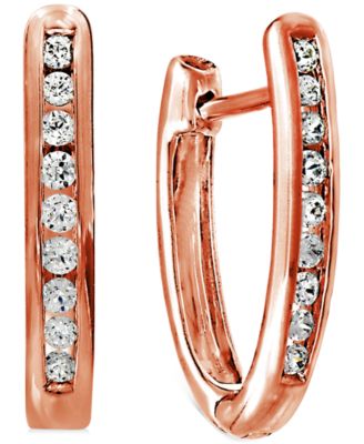Macy's - Diamond Extra Small Hoop Earrings (1/6 ct. t.w.) in 10k Rose Gold, 0.43"