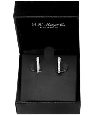 EFFY&reg; Diamond Small Double Row Hoop Earrings (1/5 ct. t.w.) in Sterling Silver or 14k Gold-Plated Sterling Silver