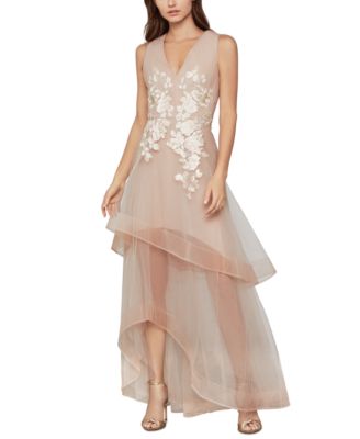 bcbg metallic lace applique gown