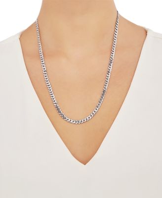 Flat Curb Link 22" Chain Necklace (5mm) in 18k Gold-Plated Sterling Silver or Sterling Silver