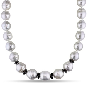 image of South Sea Cultured Pearl (14-18mm) and Black Diamond Briolettes (12 5/8 ct. t.w.) Graduated 18