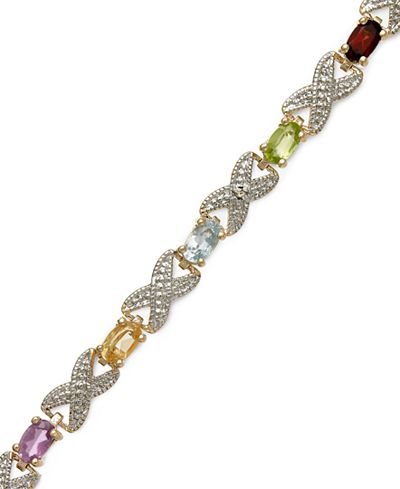 Victoria Townsend 18k Gold over Sterling Silver Bracelet, Multi Stone (3-1/5 ct. t.w.) and Diamond Accent XO Bracelet