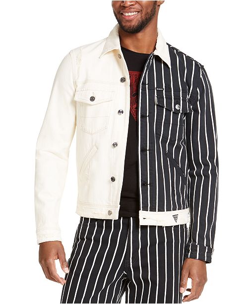Guess Men S Striped And Solid Denim Jacket Reviews Coats