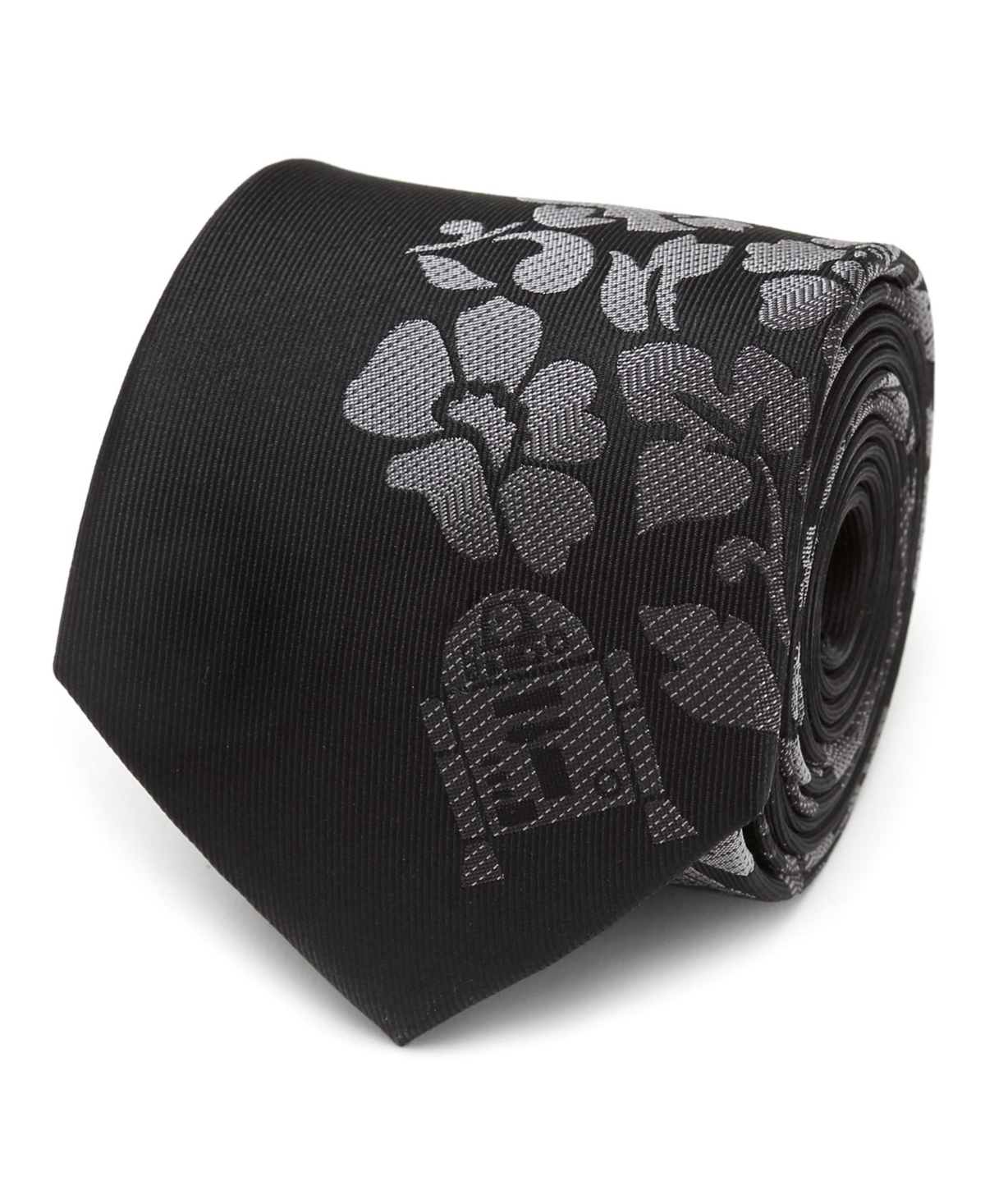 R2D2 Floral Men's Tie - Black