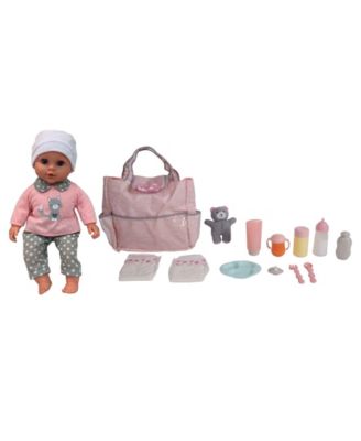 Dream Collection 16" Pretend Play Baby Doll With Diaper Bag Accessories Set