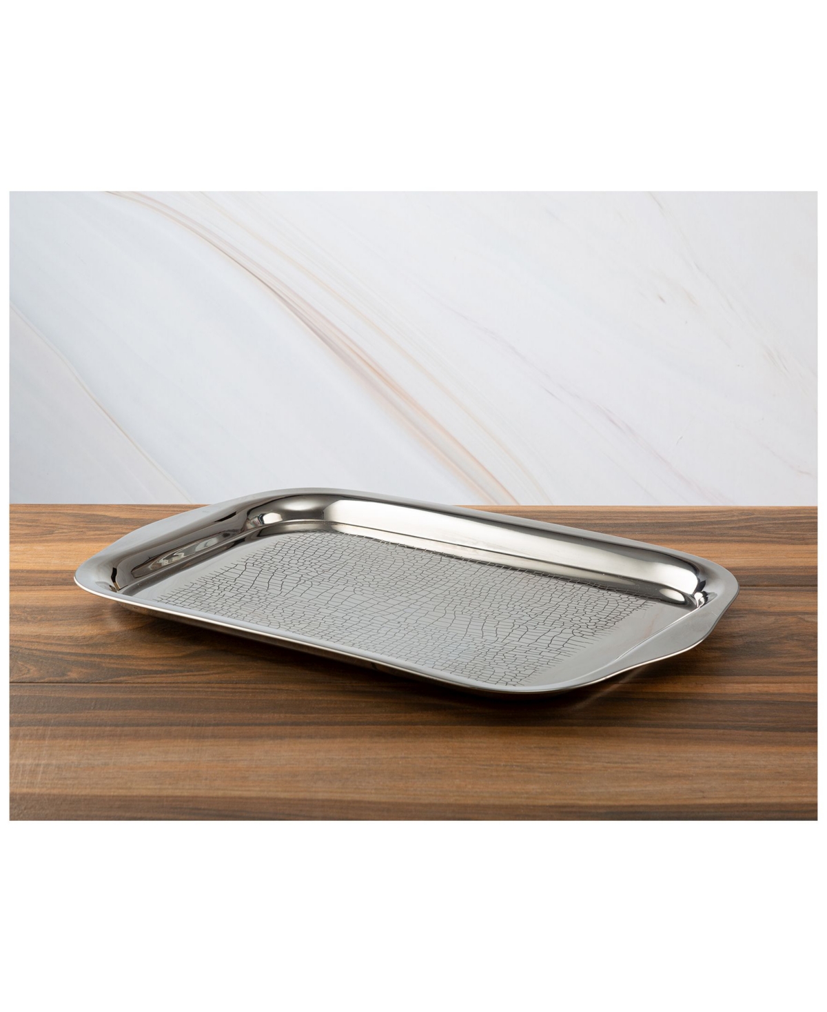 Classic Touch Stainless Steel Rectangular Tray