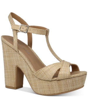 image of Sun + Stone Jamie T-Strap Platform Dress Sandals, Created for Macy-s Women-s Shoes