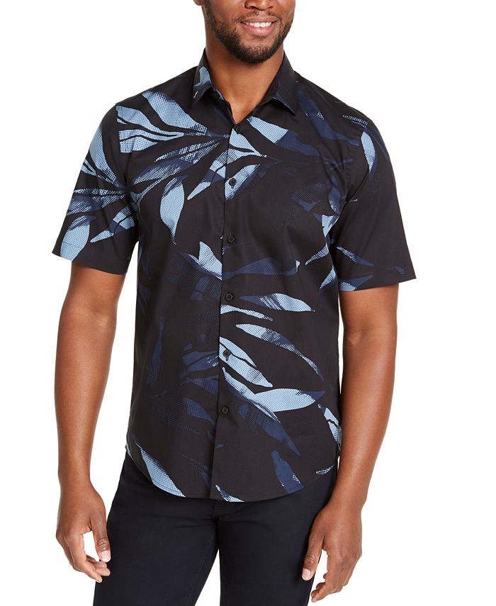Alfani Men's Leaf Print Shirt, Created for Macy's - Macy's