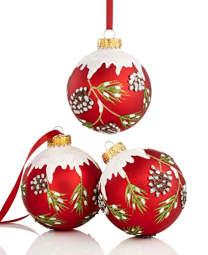 Kurt Adler Set of 3 Pine Cone Ball Ornaments - Macy's
