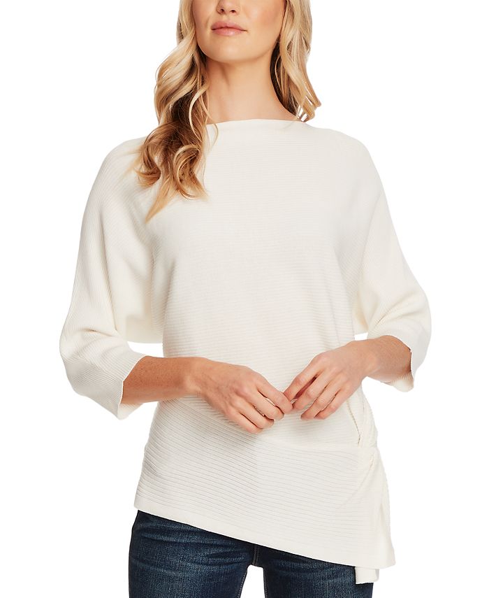 Vince Camuto Petite Dolman Sleeve Side Twist Rib Asymmetrical