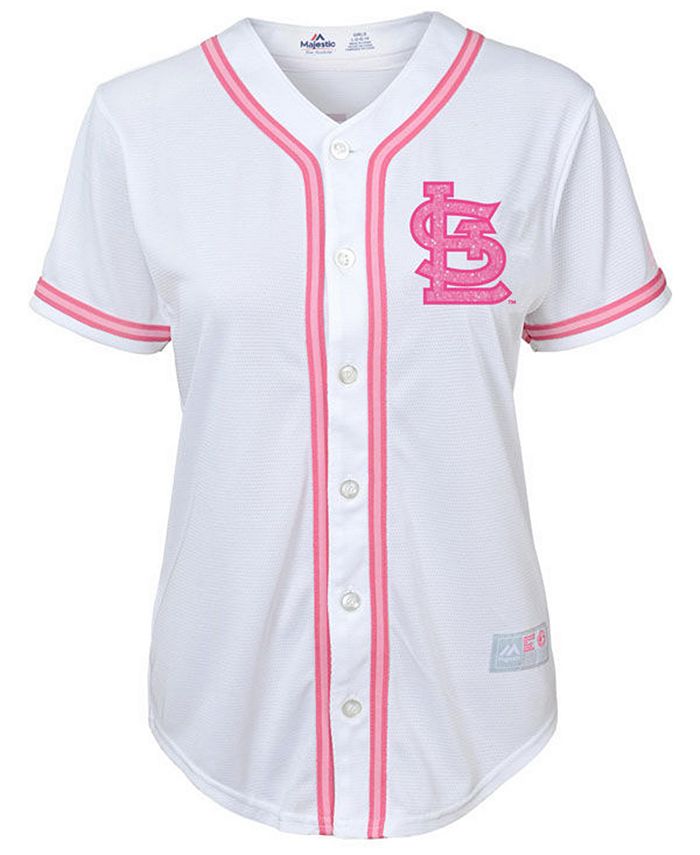 Majestic Big Girls St. Louis Cardinals Cool Base Pink Glitter Jersey -  Macy's