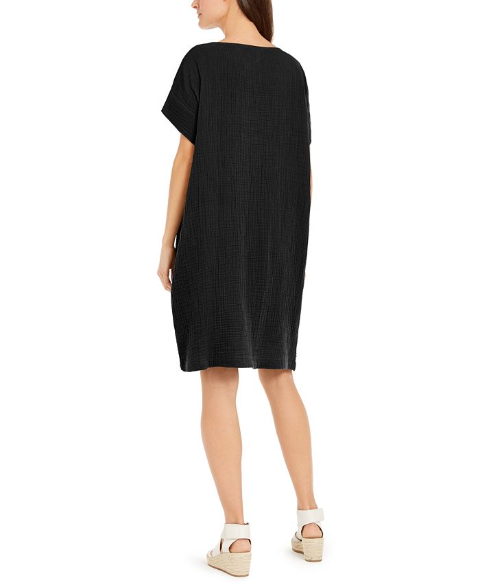 Eileen Fisher Textured Organic Cotton Shift Dress - Macy's
