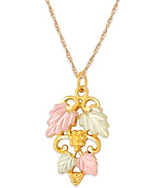 Grape and Leaf Pendant in 10k Yellow Gold with 12k Rose and Green Gold
