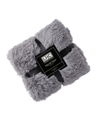 Faux-Rabbit Reversible Oversized Throw, 60" x 70"