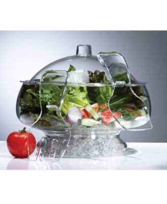 Salad On Ice With Dome Lid Acrylic Salad Bowl and Servers
