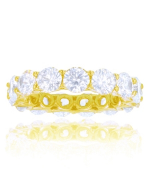 image of White Cubic Zirconias Eternity Band in 14k Yellow Gold Plated Plated Sterling Silver