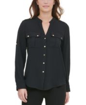 Black Button Up Shirts Calvin Klein Clothing for Women - Macy's