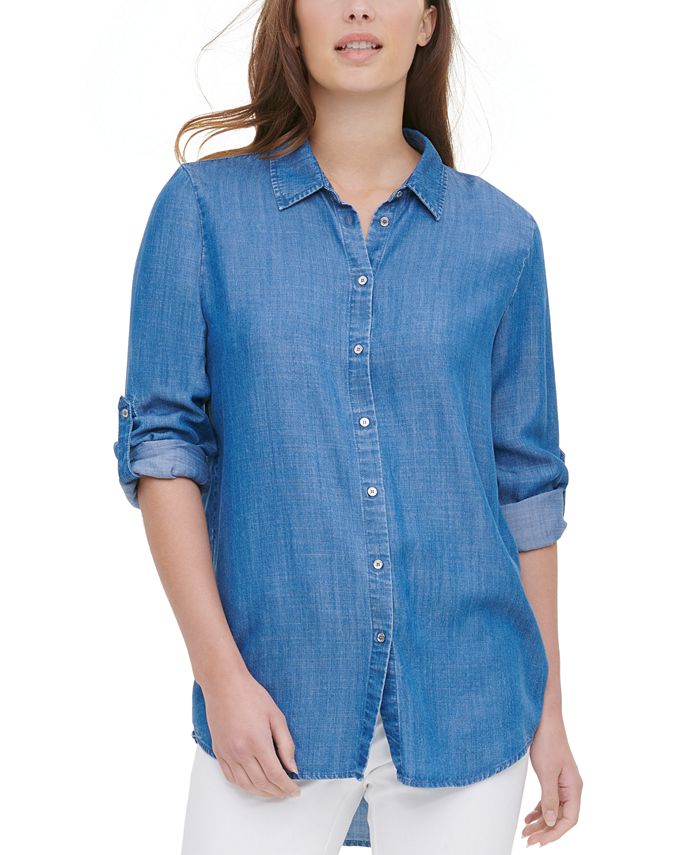 Calvin Klein RollTabSleeve Shirt Macy's