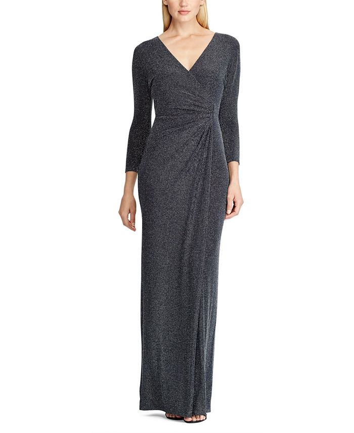 Lauren Ralph Lauren Shirred Metallic Gown - Macy's