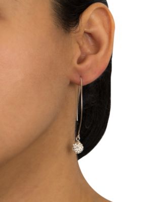 Crystal Pav&eacute; Orb Threader Earrings in Sterling Silver
